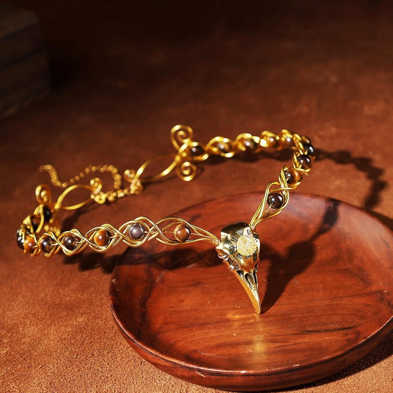 CoTeeZa Viking Fairy Crow Crown - Fantasy Gold Braided Headpiece, Medieval Circlet Celtic Queen King Crowns for Women Men Headwear Renaissance Costume Halloween Cosplay Headband - Image 5